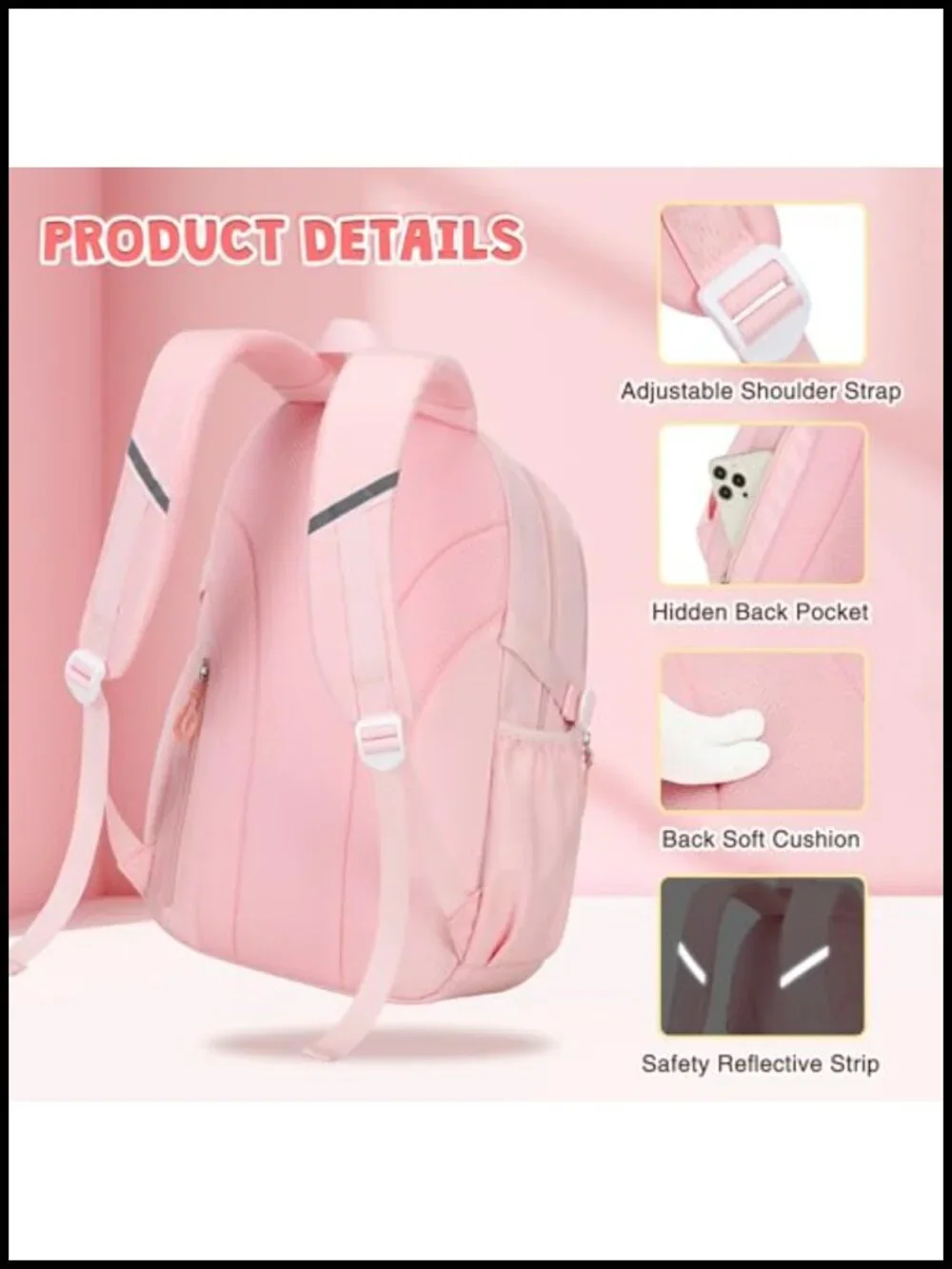 Girls Backpack Set with Lunch Box & Pencil Case, Nylon Laptop Backpack for